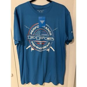 NWT Columbia Mens PFG Performance Fishing‎ Gear T Shirt Blue Size Large
